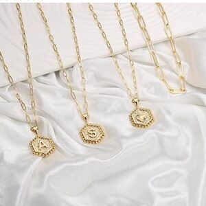 NEW Gold C Initial Pendant Paperclip Necklace
